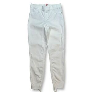 Spanx‎ Distressed Jeggings Pull On White Denim Jeans Comfort Stretch L/G